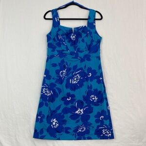 Jolibel Knee Length Dress Blue Floral Sleeveless Size 8
